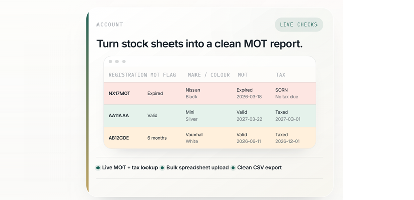 Bulk UK MOT Checker